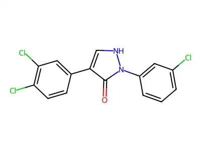 2-(3-chlorophenyl)-4-(3,4-dichlorophenyl)-1,2-dihydro-3H-pyrazol-3-one structure