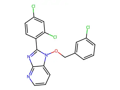 1-[(3-chlorobenzyl)oxy]-2-(2,4-dichlorophenyl)-1H-imidazo[4,5-b]pyridine structure