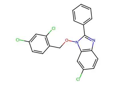 6-chloro-1-[(2,4-dichlorobenzyl)oxy]-2-phenyl-1H-1,3-benzimidazole structure