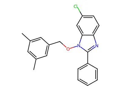 6-chloro-1-[(3,5-dimethylbenzyl)oxy]-2-phenyl-1H-1,3-benzimidazole structure