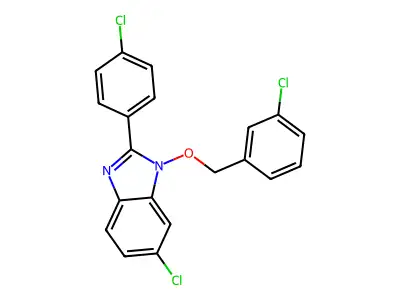 6-chloro-1-[(3-chlorobenzyl)oxy]-2-(4-chlorophenyl)-1H-1,3-benzimidazole structure