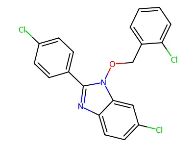 6-chloro-1-[(2-chlorobenzyl)oxy]-2-(4-chlorophenyl)-1H-1,3-benzimidazole structure