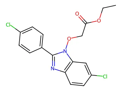 ethyl 2-{[6-chloro-2-(4-chlorophenyl)-1H-1,3-benzimidazol-1-yl]oxy}acetate structure