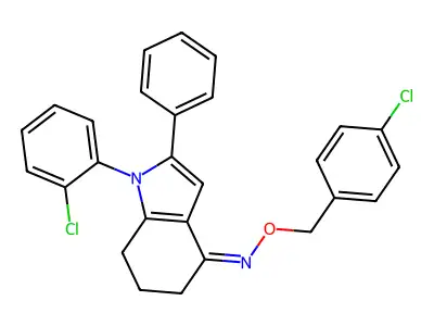 1-(2-chlorophenyl)-N-[(4-chlorophenyl)methoxy]-2-phenyl-6,7-dihydro-5H-indol-4-imine structure