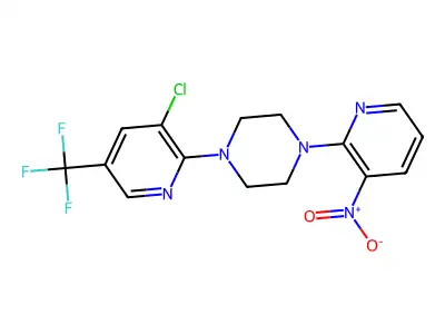 1-[3-Chloro-5-(trifluoromethyl)-2-pyridinyl]-4-(3-nitro-2-pyridinyl)piperazine structure