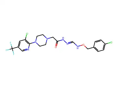 2-{4-[3-chloro-5-(trifluoromethyl)pyridin-2-yl]piperazin-1-yl}-N'-[(1Z)-{[(4-chlorophenyl)methoxy]imino}methyl]acetohydrazide structure