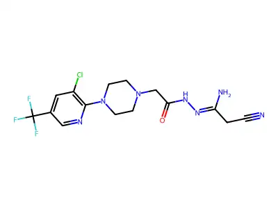 2-{4-[3-chloro-5-(trifluoromethyl)-2-pyridinyl]piperazino}-N'-(2-cyanoethanimidoyl)acetohydrazide structure