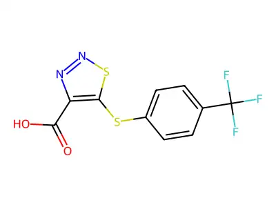5-{[4-(Trifluoromethyl)phenyl]sulfanyl}-1,2,3-thiadiazole-4-carboxylic acid structure