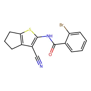 2-bromo-N-(3-cyano-5,6-dihydro-4H-cyclopenta[b]thiophen-2-yl)benzamide structure