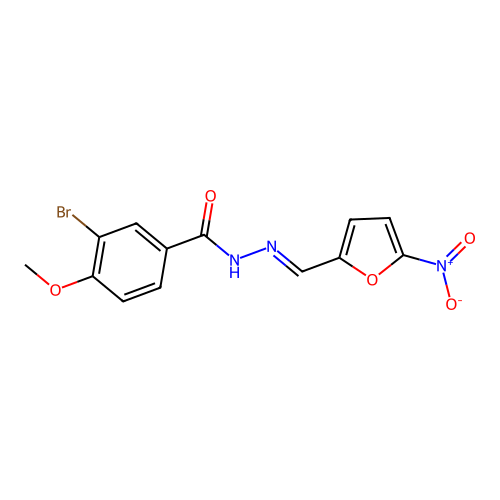 3-bromo-N'-({5-nitro-2-furyl}methylene)-4-methoxybenzohydrazide structure
