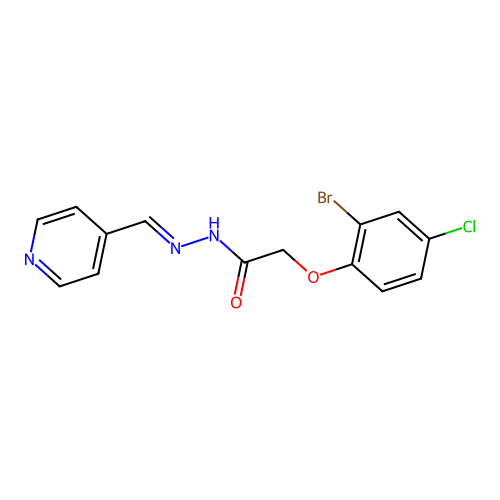 2-(2-bromo-4-chlorophenoxy)-N'-[(E)-pyridin-4-ylmethylidene]acetohydrazide structure