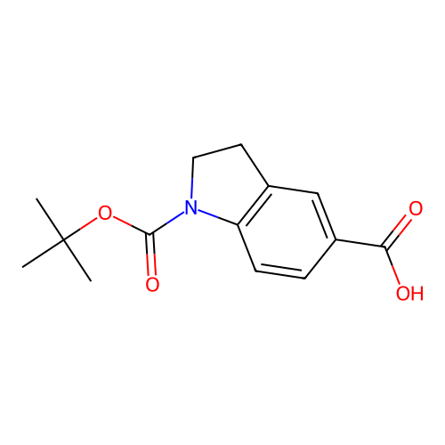 1-[(tert-butoxy)carbonyl]-2,3-dihydro-1H-indole-5-carboxylic acid structure