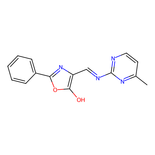 4-[(4-Methylpyrimidin-2-yl)iminomethyl]-2-phenyl-1,3-oxazol-5-ol structure