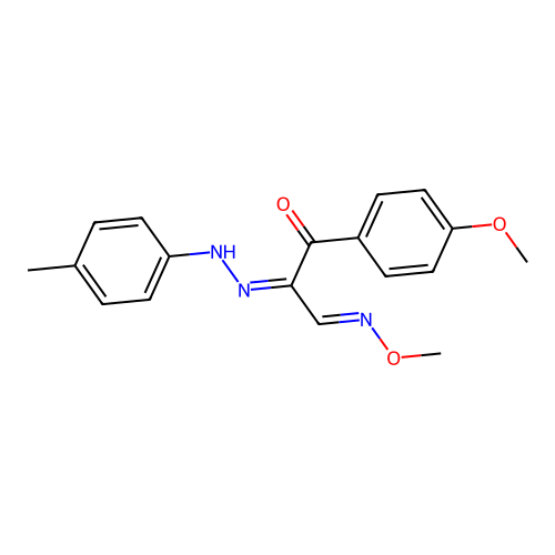 3-(4-methoxyphenyl)-2-[2-(4-methylphenyl)hydrazono]-3-oxopropanal O-methyloxime structure