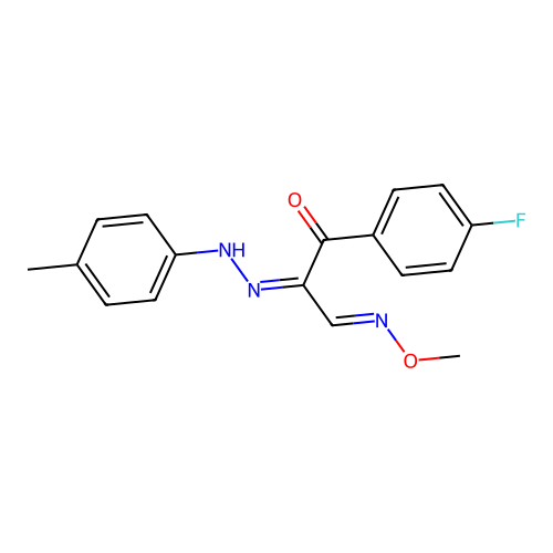 1-(4-fluorophenyl)-3-methoxyimino-2-[(4-methylphenyl)hydrazinylidene]propan-1-one structure