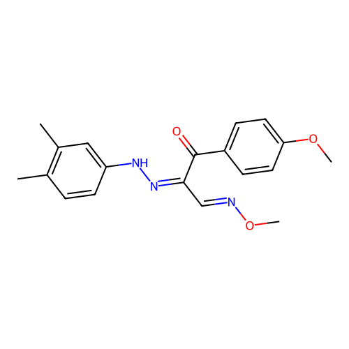 2-[(3,4-dimethylphenyl)hydrazinylidene]-3-methoxyimino-1-(4-methoxyphenyl)propan-1-one structure
