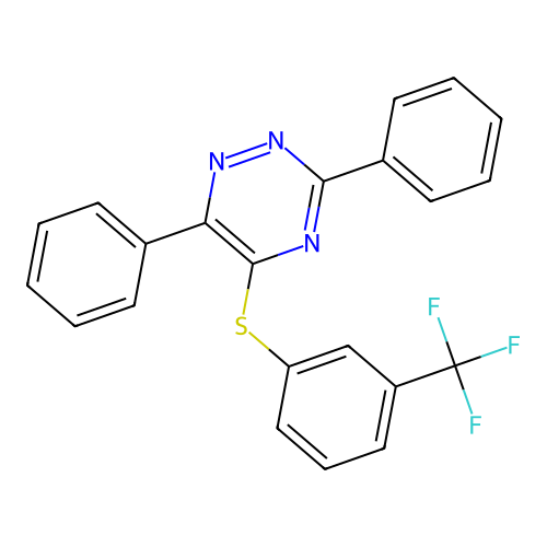 3,6-Diphenyl-5-{[3-(trifluoromethyl)phenyl]sulfanyl}-1,2,4-triazine structure