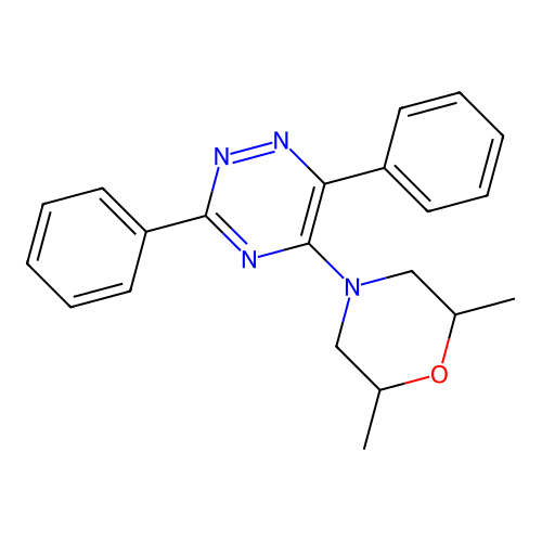 5-(2,6-Dimethylmorpholino)-3,6-diphenyl-1,2,4-triazine structure