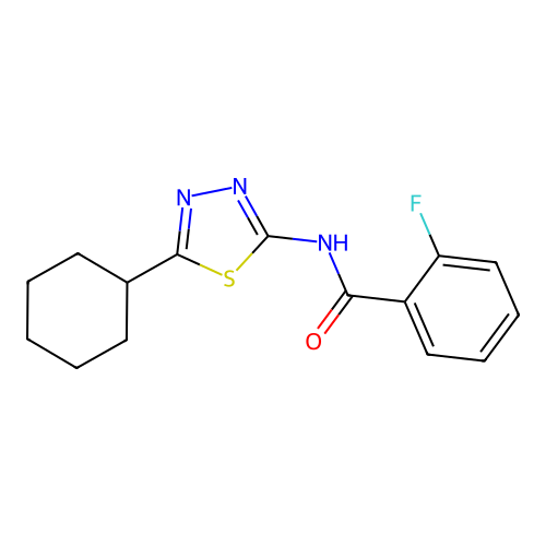 N-(5-cyclohexyl-1,3,4-thiadiazol-2-yl)-2-fluorobenzamide structure