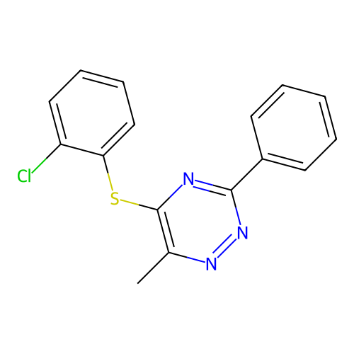 2-Chlorophenyl 6-methyl-3-phenyl-1,2,4-triazin-5-yl sulfide structure