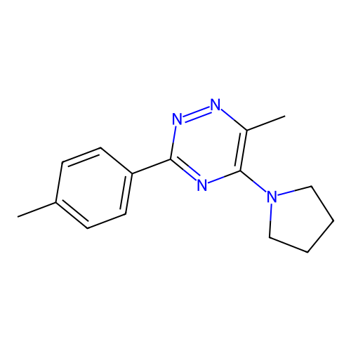 6-Methyl-3-(4-methylphenyl)-5-(1-pyrrolidinyl)-1,2,4-triazine structure