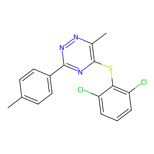 5-[(2,6-Dichlorophenyl)sulfanyl]-6-methyl-3-(4-methylphenyl)-1,2,4-triazine structure
