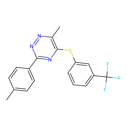 6-Methyl-3-(4-methylphenyl)-1,2,4-triazin-5-yl 3-(trifluoromethyl)phenyl sulfide structure