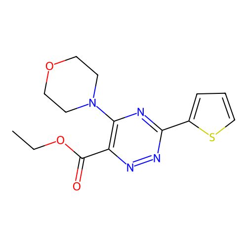 Ethyl 5-morpholino-3-(2-thienyl)-1,2,4-triazine-6-carboxylate structure