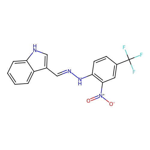 1H-indole-3-carbaldehyde N-[2-nitro-4-(trifluoromethyl)phenyl]hydrazone structure