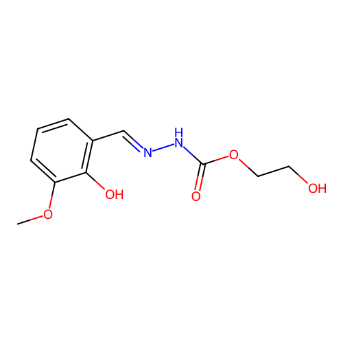 2-[({[(2-Hydroxyethoxy)carbonyl]amino}imino)methyl]-6-methoxyphenol structure