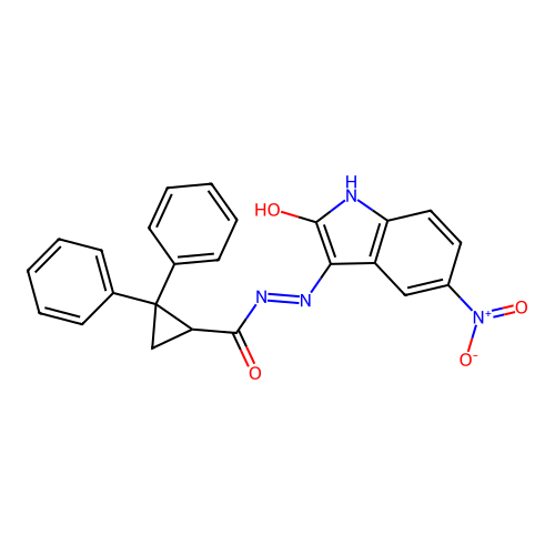 N'-(5-Nitro-2-oxo-1,2-dihydro-3H-indol-3-ylidene)-2,2-diphenylcyclopropanecarbohydrazide structure