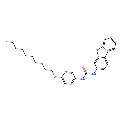 N-[4-(decyloxy)phenyl]-N'-dibenzo[b,d]furan-3-ylurea structure
