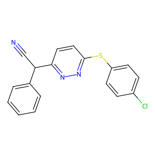 2-{6-[(4-Chlorophenyl)sulfanyl]-3-pyridazinyl}-2-phenylacetonitrile structure