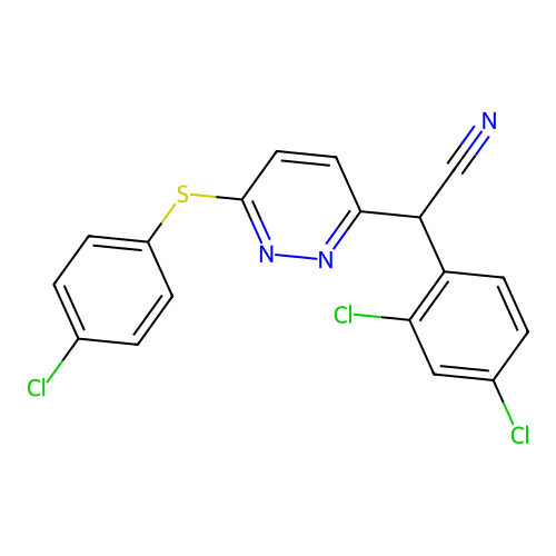 2-[6-(4-Chlorophenyl)sulfanylpyridazin-3-yl]-2-(2,4-dichlorophenyl)acetonitrile structure