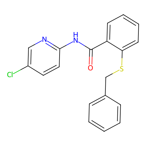 2-(benzylsulfanyl)-N-(5-chloropyridin-2-yl)benzamide structure