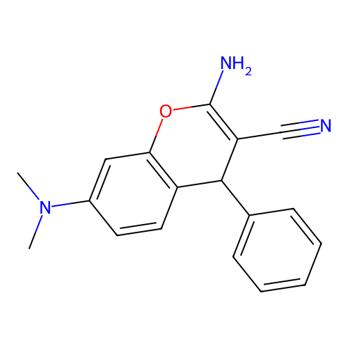 2-amino-7-(dimethylamino)-4-phenyl-4H-chromene-3-carbonitrile structure