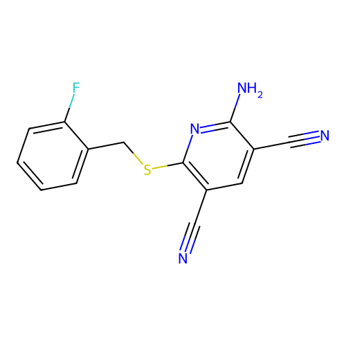 2-Amino-6-((2-fluorobenzyl)thio)pyridine-3,5-dicarbonitrile structure