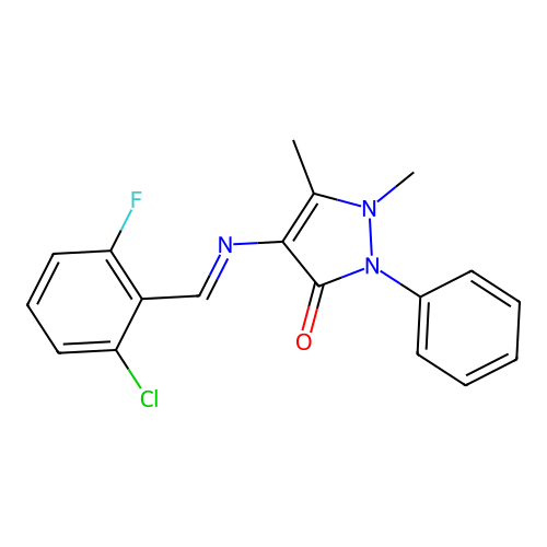 Pyrazol-3(2H)-one, 4-(2-chloro-6-fluorobenzylidenamino)-1,5-dimethyl-2-phenyl- structure