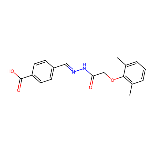 4-[(E)-{2-[(2,6-dimethylphenoxy)acetyl]hydrazinylidene}methyl]benzoic acid structure