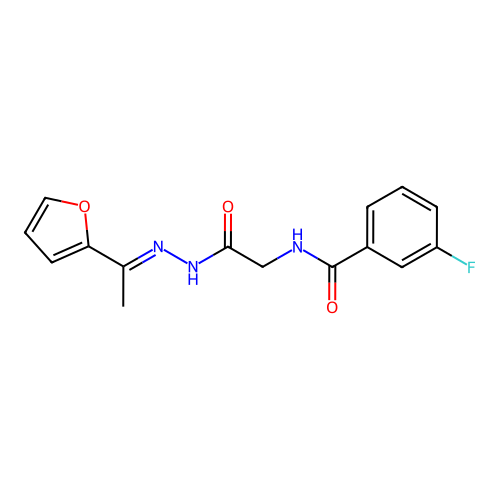 3-FLUORO-N-({N'-[(1E)-1-(FURAN-2-YL)ETHYLIDENE]HYDRAZINECARBONYL}METHYL)BENZAMIDE structure