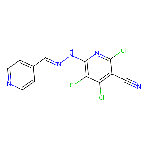 2,4,5-Trichloro-6-(N'-pyridin-4-ylmethylenehydrazino)nicotinonitrile structure