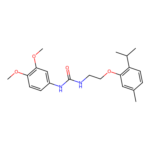 N-(3,4-dimethoxyphenyl)-N'-[2-(2-isopropyl-5-methylphenoxy)ethyl]urea structure