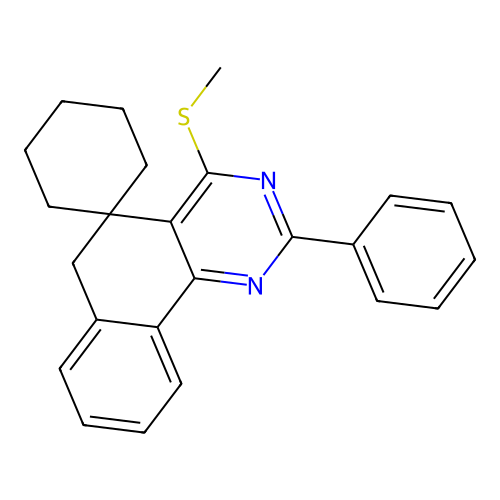 4-(methylthio)-2-phenyl-6H-spiro[benzo[h]quinazoline-5,1'-cyclohexane] structure