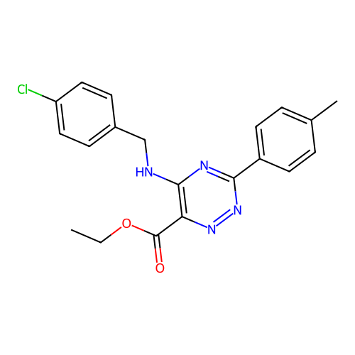 Ethyl 5-[(4-chlorobenzyl)amino]-3-(4-methylphenyl)-1,2,4-triazine-6-carboxylate structure