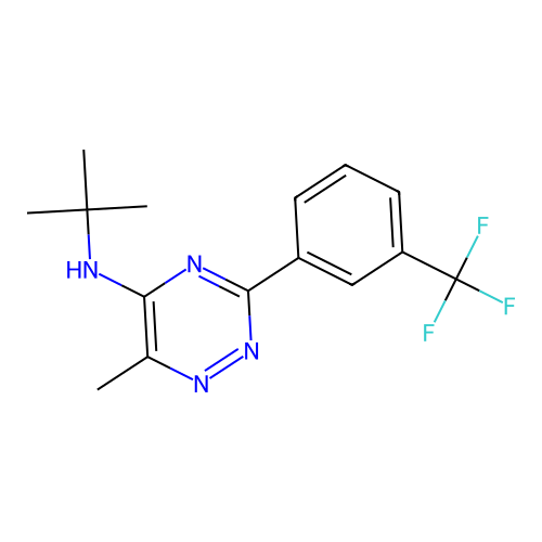 N-tert-butyl-6-methyl-3-[3-(trifluoromethyl)phenyl]-1,2,4-triazin-5-amine structure