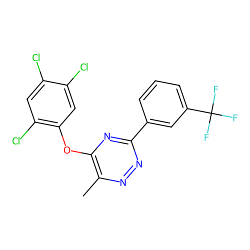 6-Methyl-5-(2,4,5-trichlorophenoxy)-3-[3-(trifluoromethyl)phenyl]-1,2,4-triazine structure