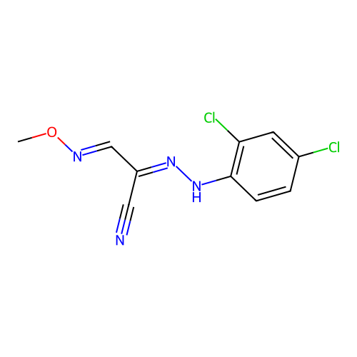 N-(2,4-dichloroanilino)-2-methoxyiminoethanimidoyl cyanide structure