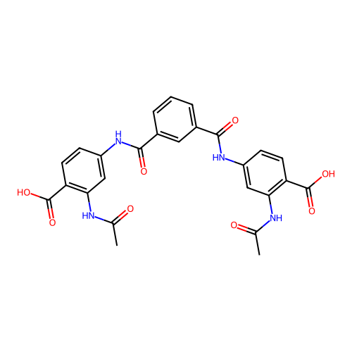 4-(3-((4-Carboxy-3-acetamidophenyl)carbamoyl)benzamido)-2-acetamidobenzoic acid structure