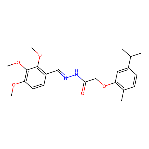 2-(5-isopropyl-2-methylphenoxy)-N'-(2,3,4-trimethoxybenzylidene)acetohydrazide structure