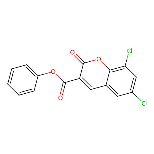 phenyl 6,8-dichloro-2-oxo-2H-chromene-3-carboxylate structure
